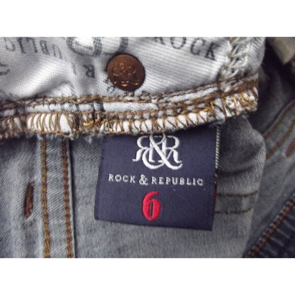 Rock & Republic Berlin Jeans Womens 6x31"stretch skinny tapered distressed holes - Picture 5 of 14